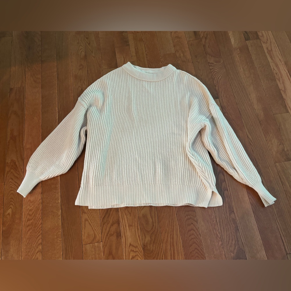 Aerie Ribbed Cream Sweater sz large L